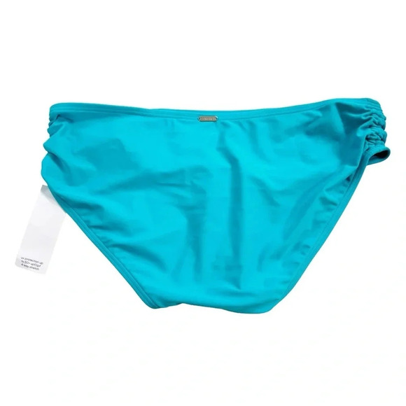 NWT Calvin Klein 50 SPF Ruched Sides Hipster Bikini Bottoms Aqua size XL - Picture 5 of 10